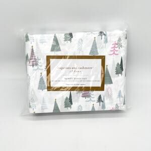 Cupcakes & Cashmere Amsterdamn Trees Pastel Christmas Tree QUEEN Sheet Set NEW